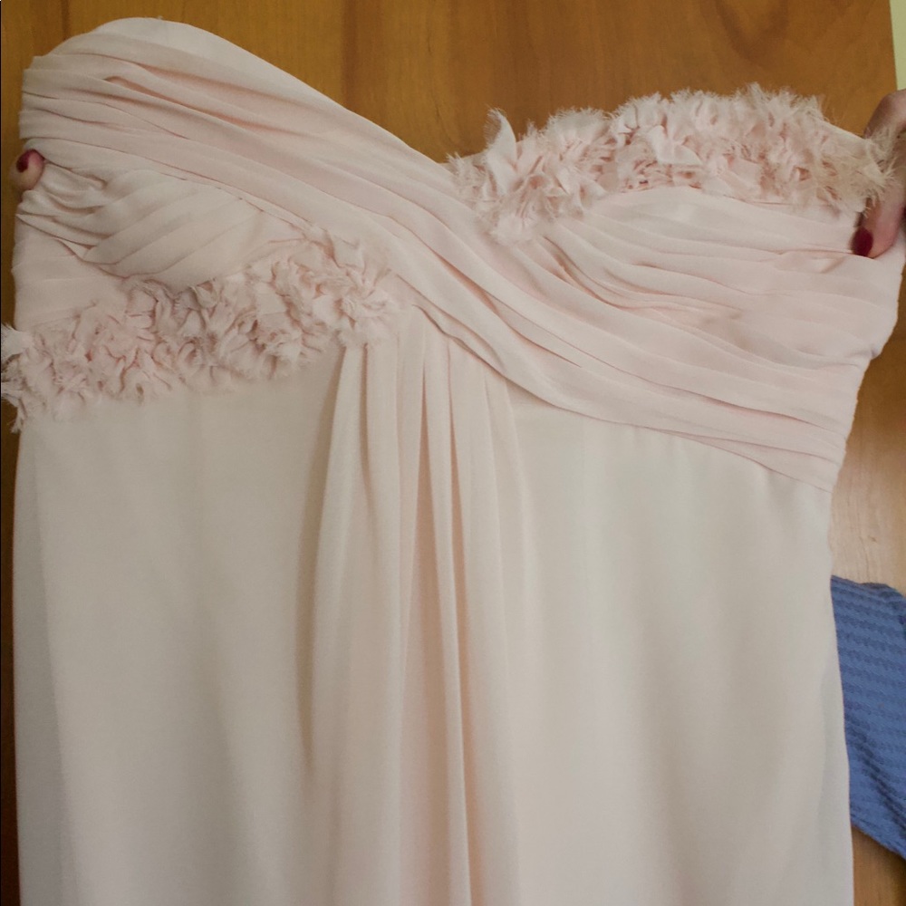 strapless blush pink formal bridesmaid dress